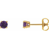 14K Yellow 4 mm Natural Amethyst Earrings